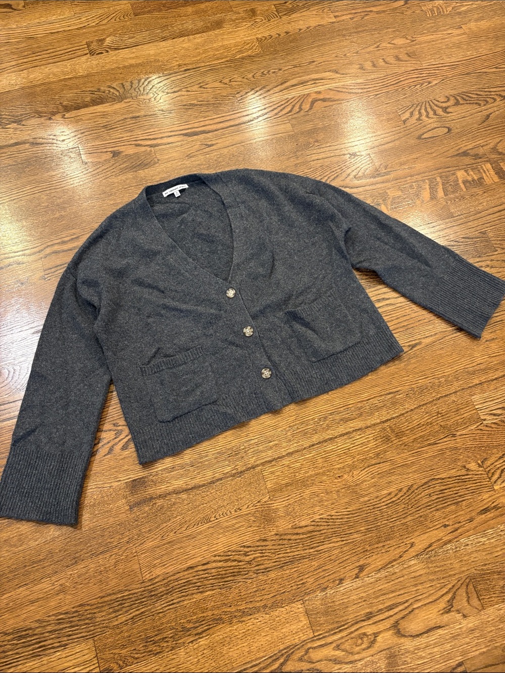The Cashmere Project 100% cashmere Dark Gray Button Cardigan sweater, M